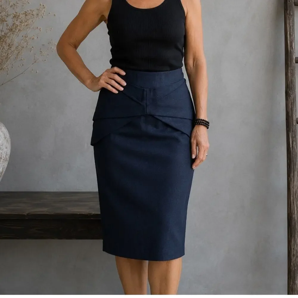 Girls from Savoy NWT Navy Peplum Pencil Skirt 6
